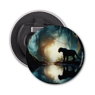 Abrebotellas Pantera negra reflejada en piscina de agua en la s