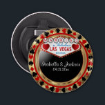 Abrebotellas Pareja boda Estilo Las Vegas - Rojo<br><div class="desc">Abrebotellas. Pareja boda El estilo Las Vegas en rojo y oro. 📌 Si necesita más personalización, haga clic en el botón "Haga clic para más Personalizares" o "Personalizar o Editar diseño" y utilice nuestra herramienta de diseño para cambiar el tamaño, rotar, cambiar el color del texto, agregar texto y mucho...</div>