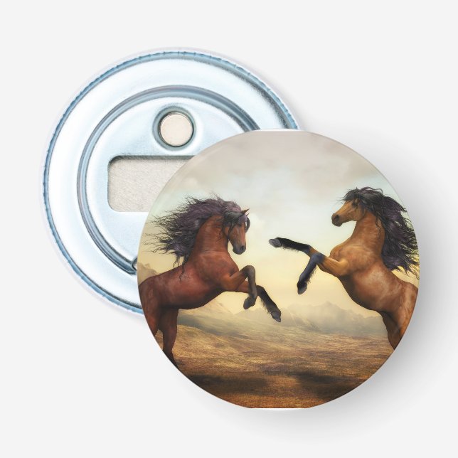 Abrebotellas pareja de caballos salvajes (Anverso)