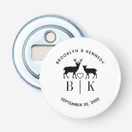 Abrebotellas Pareja Nombre Deer Monograma Matrimonio rústico de