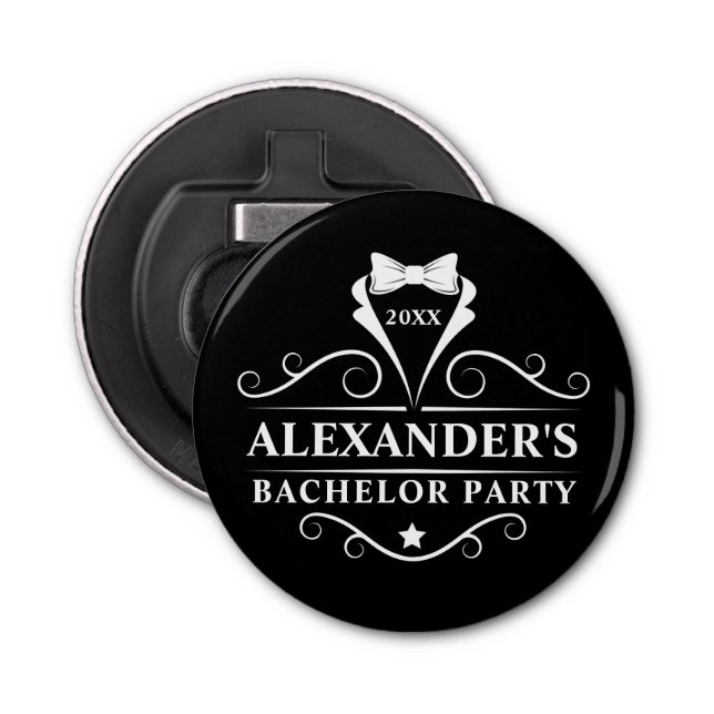 Abrebotellas Partido del bachiller Tuxedo Tie Negro (Anverso)