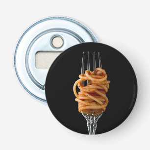 Abrebotellas Pasta rota en una horquilla, espagueti de comida