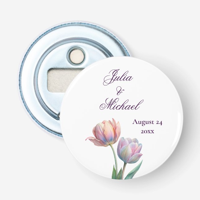 Abrebotellas Pastel Tulip Wedding Suite Elegant Typography (Anverso)