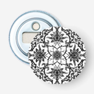 Abrebotellas Patrón chino de Art Nouveau - blanco y negro