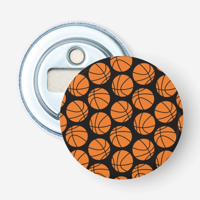 Abrebotellas Patrón clásico de baloncesto en negro (Anverso)