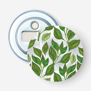 Abrebotellas Patrón continuo con hojas de té verde
