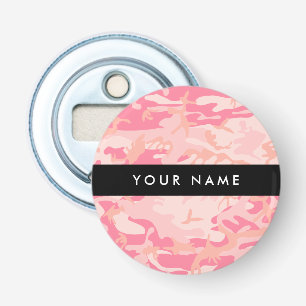 Abrebotellas Patrón de camuflaje rosa, tu nombre, Personaliza