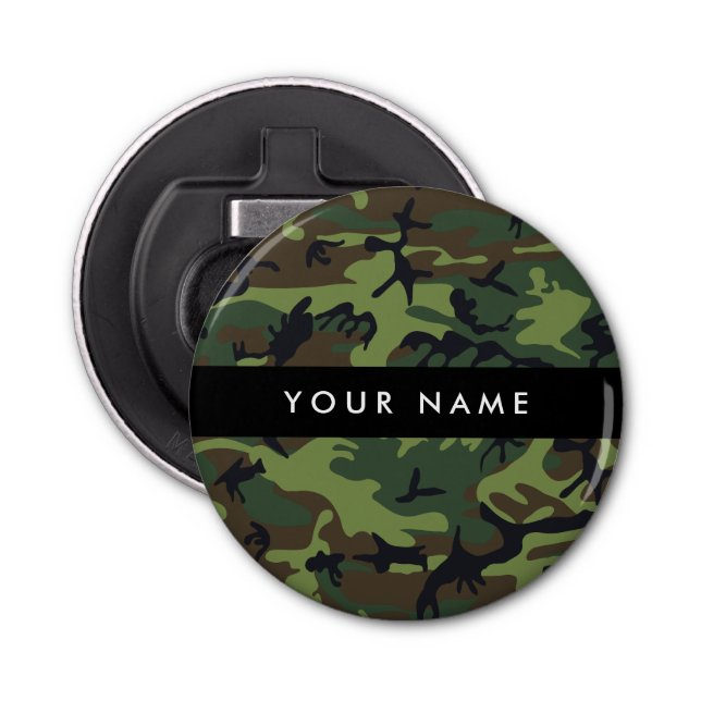 Abrebotellas Patrón de camuflaje verde, nombre, personalización (Anverso)