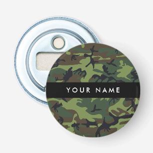Abrebotellas Patrón de Camuflaje Verde, Tu nombre, Personaliza