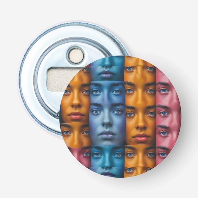 Abrebotellas Patrón de caras coloridas (Anverso)