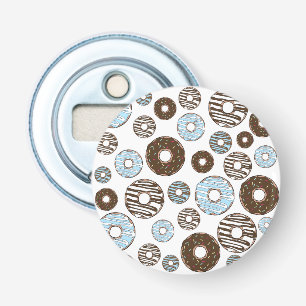 Abrebotellas Patrón De Donuts, Donuts Azules, Donuts Marrones