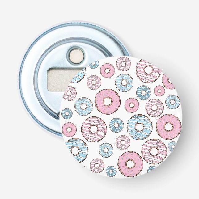 Abrebotellas Patrón De Donuts, Donuts Rosados, Donuts Azules (Anverso)
