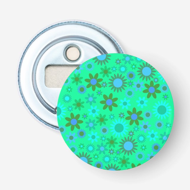 Abrebotellas Patrón de energía de flor verde brillante (Anverso)