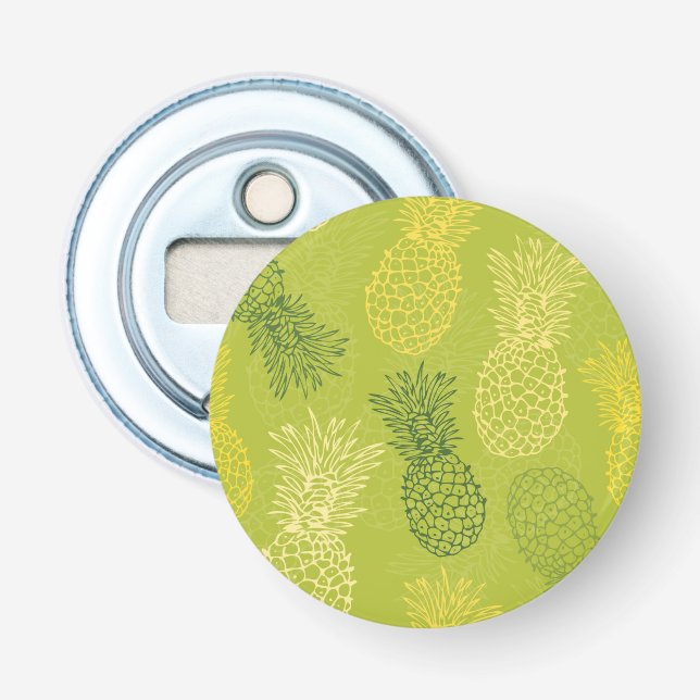 Abrebotellas Patrón de esquema de piña en verde (Anverso)