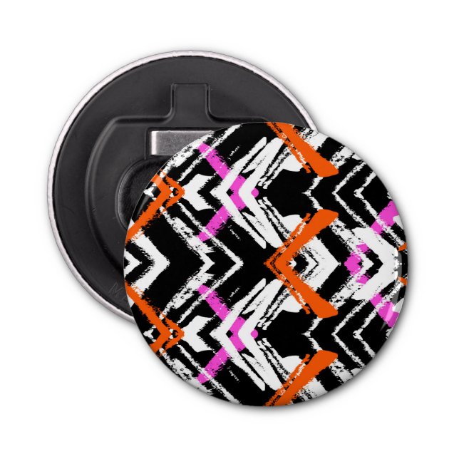 Abrebotellas Patrón De Flecha Dibujada A Mano Negra, Naranja Y  (Anverso)