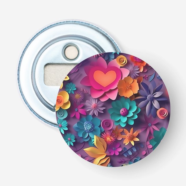 Abrebotellas Patrón de flores de primavera coloridas (Anverso)