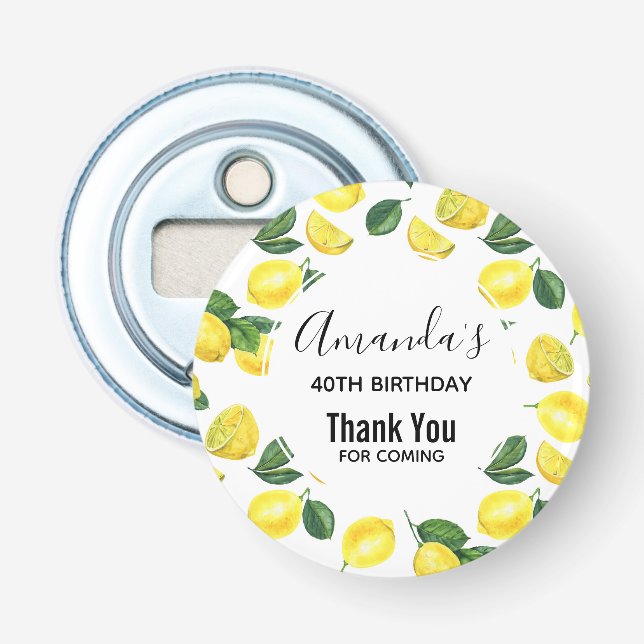 Abrebotellas Patrón de fruta color agua amarillo Lemons cumplea (Anverso)