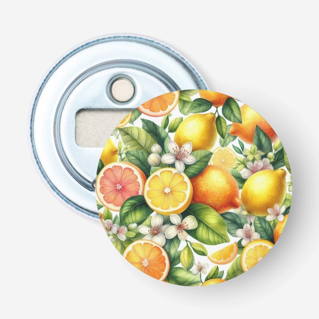 Abrebotellas Patrón de frutas cítricas acuarela (Anverso)