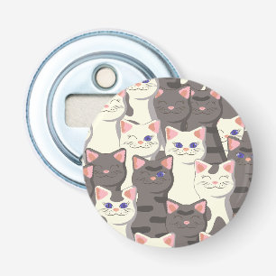 Abrebotellas Patrón de gatos blancos y grises