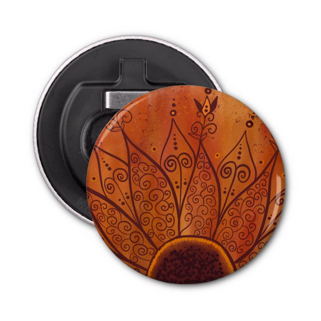 Abrebotellas Patrón de girasol abstracto (Anverso)