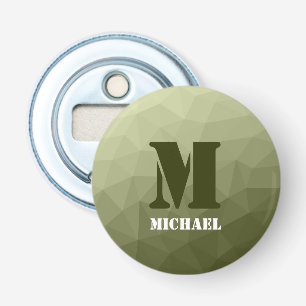 Abrebotellas Patrón de malla geométrica verde claro del ejércit