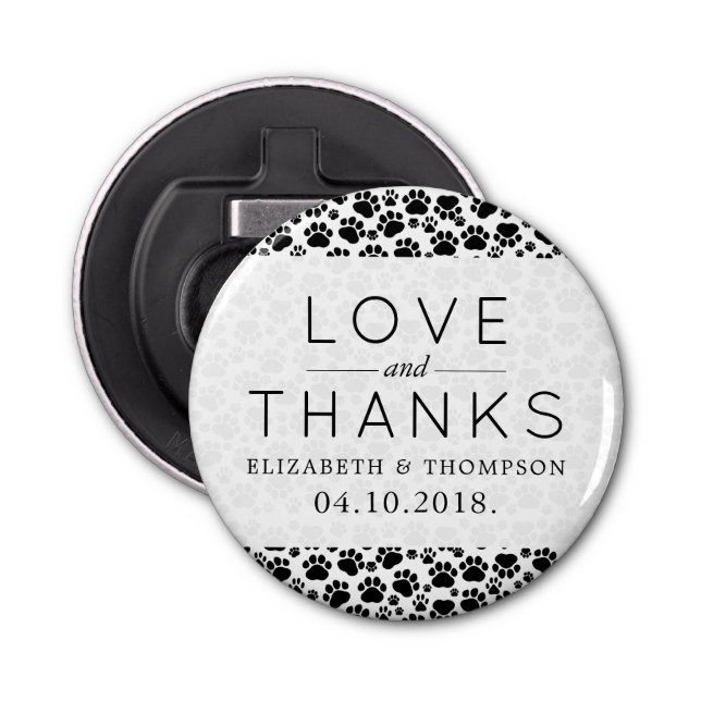 Abrebotellas Patrón De Patas, Negro Y Blanco, Boda (Anverso)