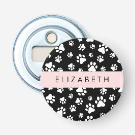 Abrebotellas Patrón de traza, garras de perro, negro y blanco, 