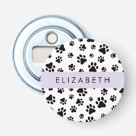 Abrebotellas Patrón de traza, garras de perro, negro y blanco, 