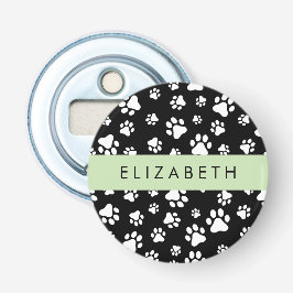 Abrebotellas Patrón de traza, garras de perro, negro y blanco, 