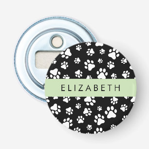 Abrebotellas Patrón de traza, garras de perro, negro y blanco, 