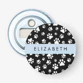 Abrebotellas Patrón de traza, garras de perro, negro y blanco, 