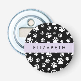 Abrebotellas Patrón de traza, garras de perro, negro y blanco, 