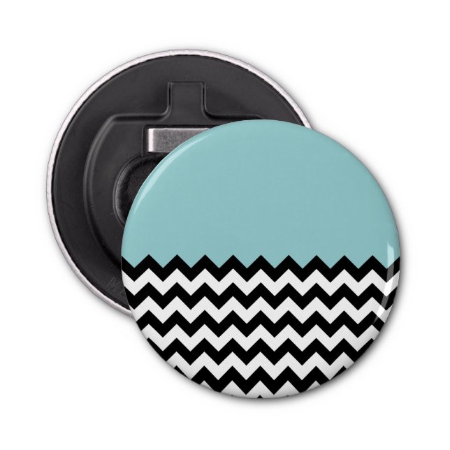 Abrebotellas Patrón de zigzag negro y blanco, chevron, azul (Anverso)
