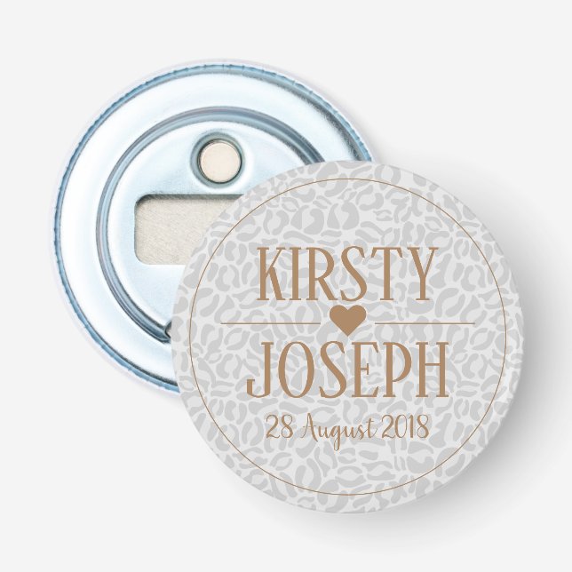 Abrebotellas Patrón elegante del Boda de oro clásico moderno (Anverso)