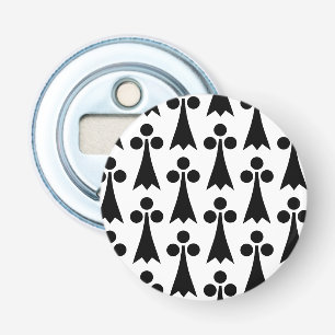 Abrebotellas Patrón Ermine, patrón medieval, negro sobre blanco