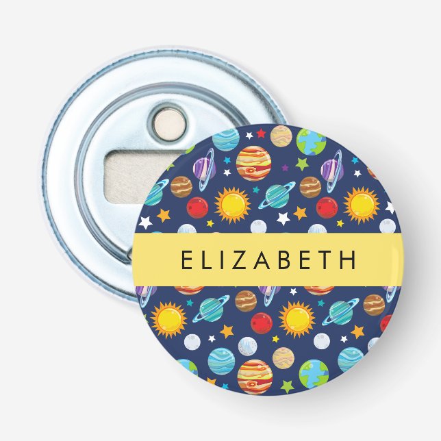 Abrebotellas Patrón espacial, planetas, estrellas, cosmos, tu n (Anverso)