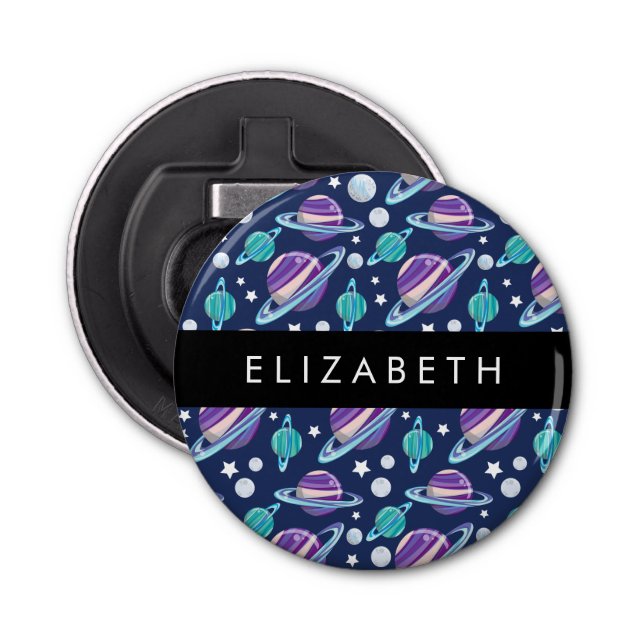Abrebotellas Patrón espacial, planetas, estrellas, galaxia, tu  (Anverso)