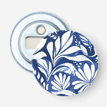 Patrón floral acuarela botánica azul blanco