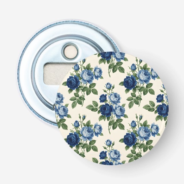 Abrebotellas Patrón floral de rosa azul (Anverso)