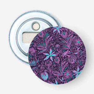 Abrebotellas Patrón floral morado neón moderno