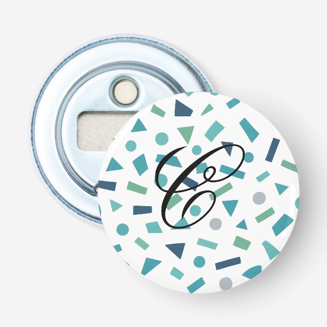 Abrebotellas Patrón geométrico retro - Diseño de estilo Memphis (Anverso)