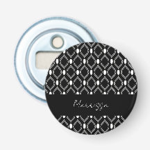 Patrón personalizado de perlas Art Deco negro y bl