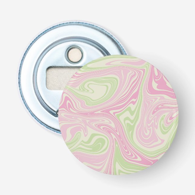 Abrebotellas Patrón rosa Verde De Swirl Líquido (Anverso)