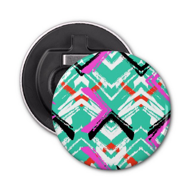 Abrebotellas Patrón Zig Zag Verde azulado dibujado a mano (Anverso)