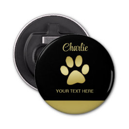 Abrebotellas Paw dorada de perro brillante sobre fondo negro