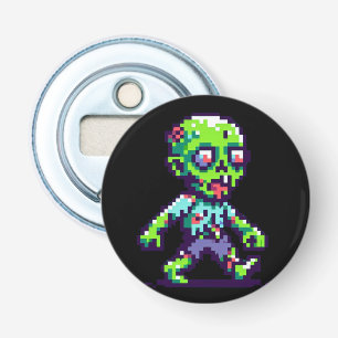 Abrebotellas payaso zombie divertido de 8 bits de Halloween
