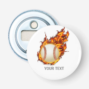 Abrebotellas Pelota de béisbol personalizada en llamas