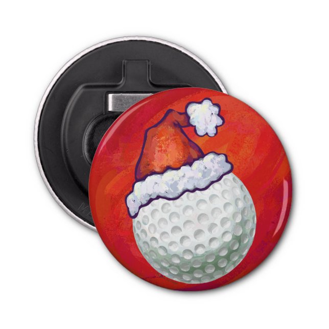 Abrebotellas Pelota de golf en Santa Hat en Red (Anverso)