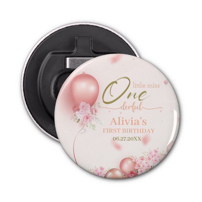 Abrebotellas Pequeña Miss ONE, maravillosa floral rosa, primer  (Anverso)