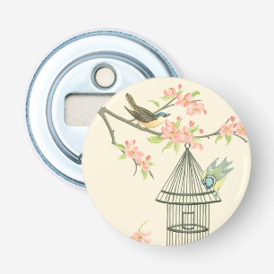 Abrebotellas Pequeños pájaros encaramados en una rama y en un